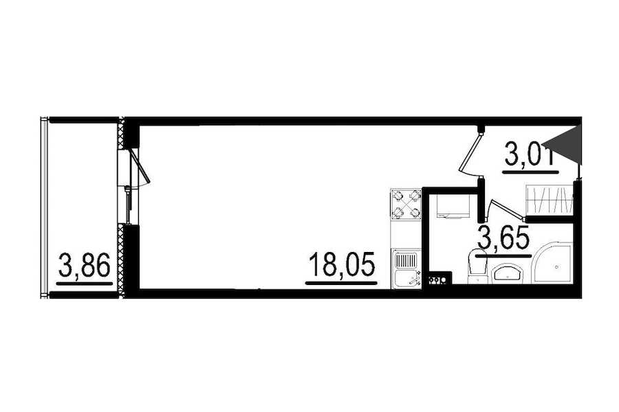 Студия в : площадь 24.71 м2 , этаж: 1 – купить в Санкт-Петербурге